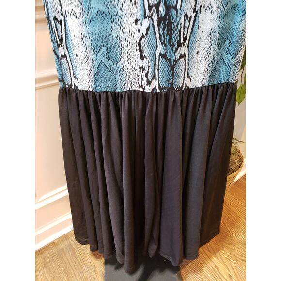 Good Time Long Maxi Dress Womens S Multi Snakeskin Print Scoop Neck Peplum Hem S - Picture 10 of 12